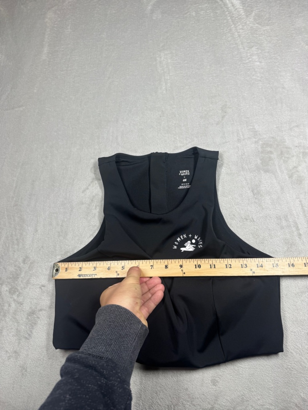 Women + Waves X H&M Black Padded Bikini Zip Back Surf Top Size 12 - Picture 8 of 16